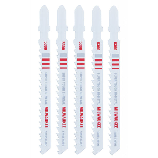 Milwaukee 48-42-5300 4in x 6 TPI Bi-Metal Multi-Material Cutting Jig Saw Blades - 5pk