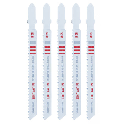 Milwaukee 48-42-5311 4in x 10 TPI Bi-Metal Wood Cutting Jig Saw Blades - 5pk