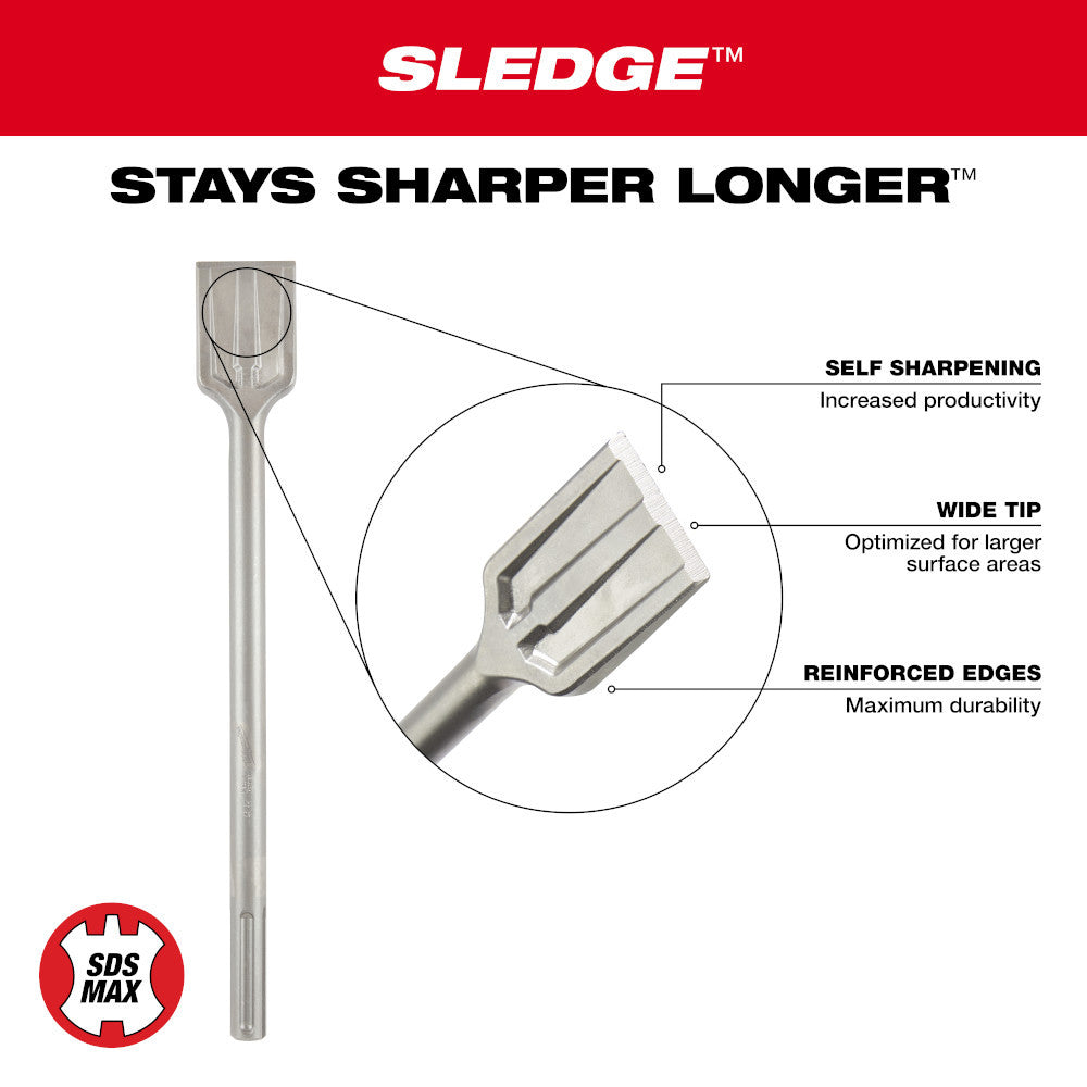 Milwaukee 48-62-4087 3in x 12in SDS MAX SLEDGE Scaling Chisel