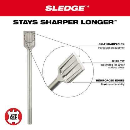 Milwaukee 48-62-4087 3in x 12in SDS MAX SLEDGE Scaling Chisel