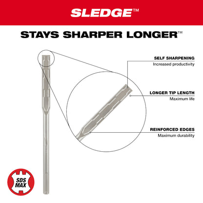 Milwaukee 48-62-4252 1in x 16in SDS MAX SLEDGE Flat Chisel