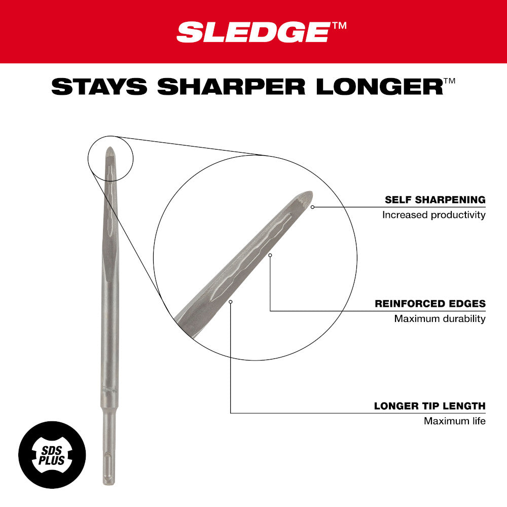 Milwaukee 48-62-6050 10in SDS PLUS SLEDGE Bull Point Chisel
