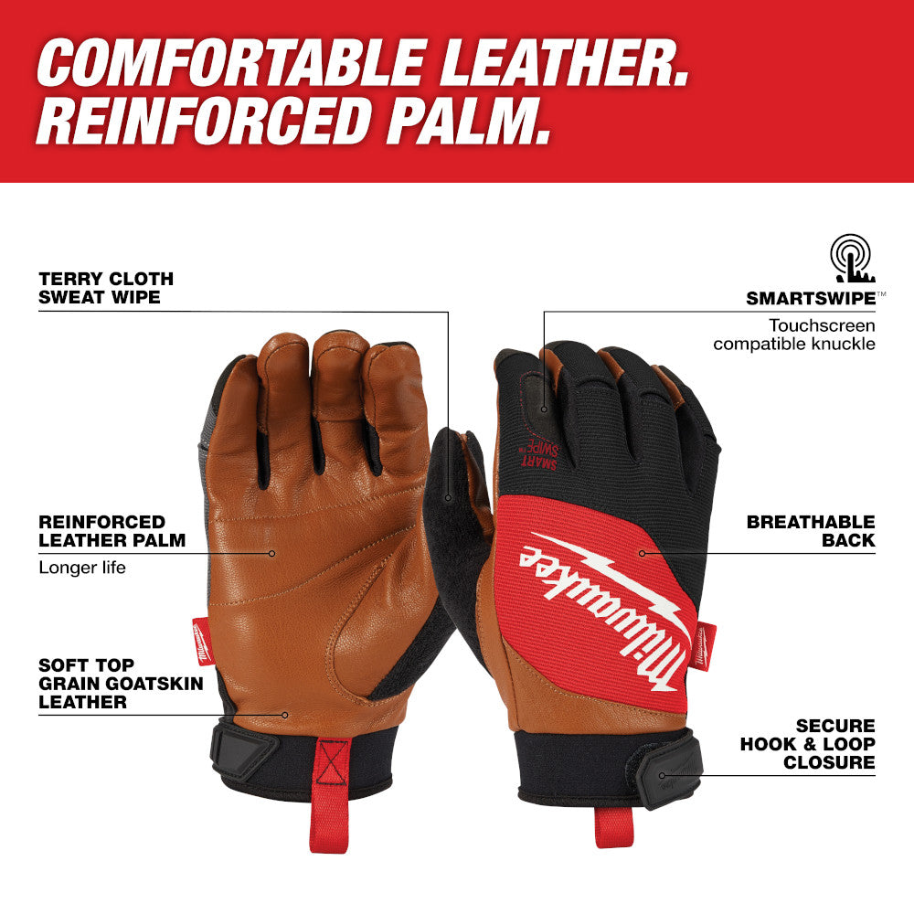 Milwaukee 48-73-0022 Leather Performance Work Gloves - Large