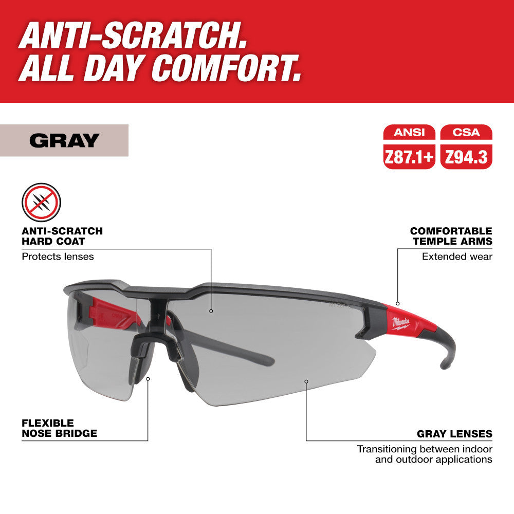 Milwaukee 48-73-2105 Anti-Scratch Gray Safety Glasses