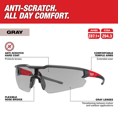 Milwaukee 48-73-2105 Anti-Scratch Gray Safety Glasses