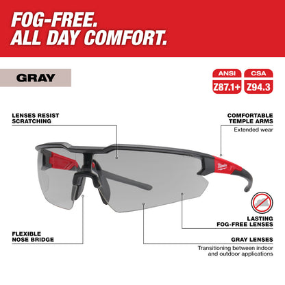 Milwaukee 48-73-2107 Fog-Free Gray Safety Glasses