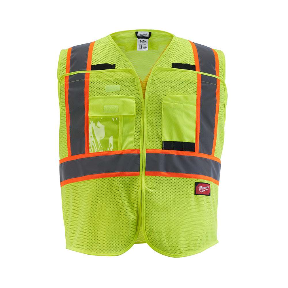 Milwaukee 48-73-5171 Class 2 Breakaway High Visibility Yellow Mesh Safety Vest - S/M (ANSI/CSA)