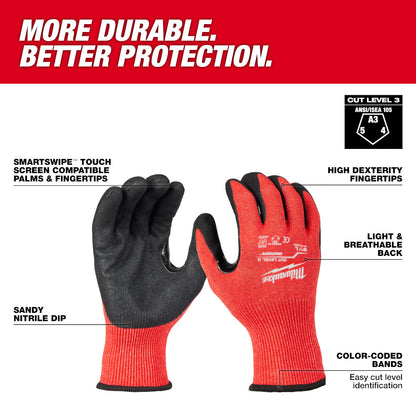 Milwaukee 48-73-8632 Cut Level 3 Nitrile Dipped Gloves - L