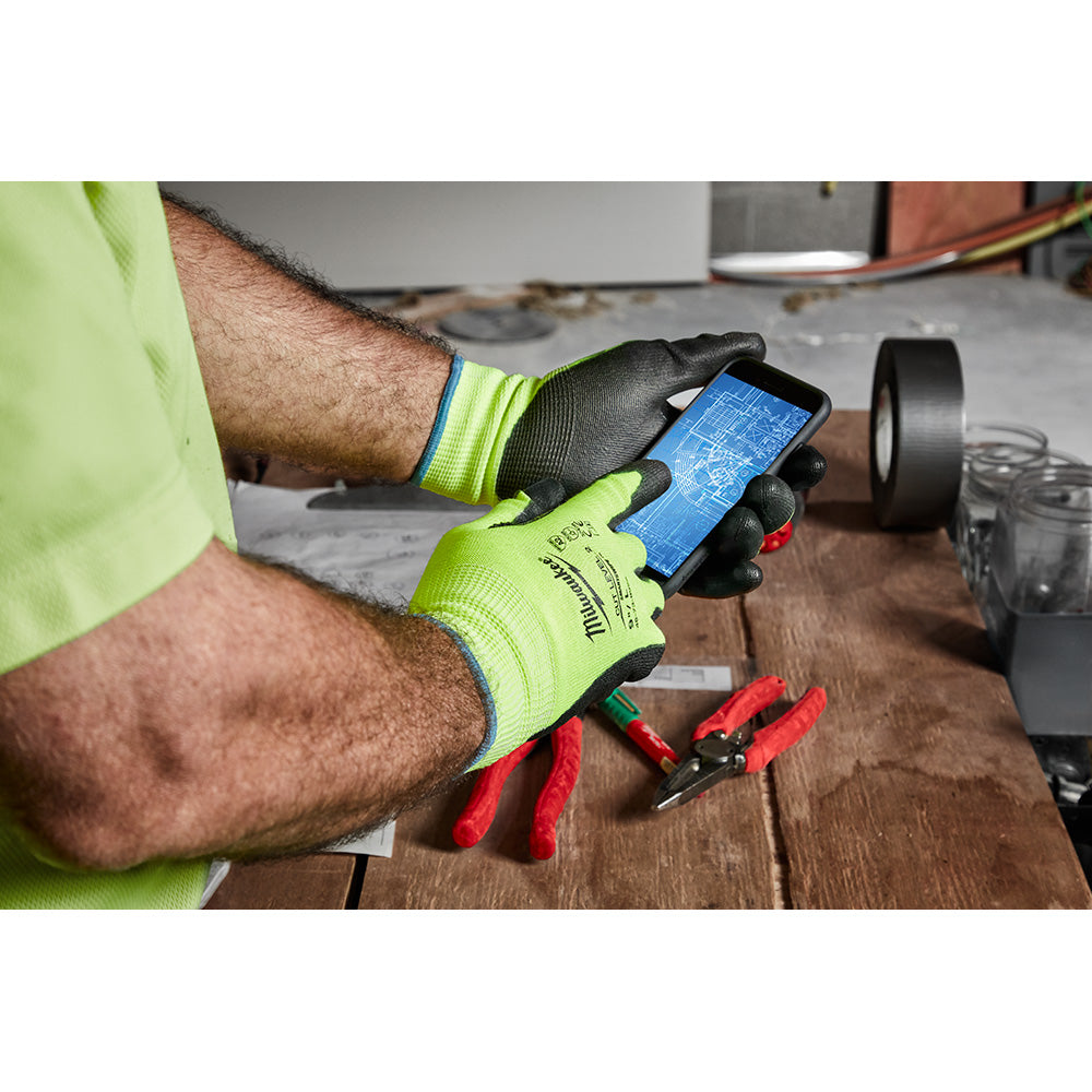 Milwaukee 48-73-8922 Cut Level 2 High Visibility Polyurethane Dipped Gloves - Large