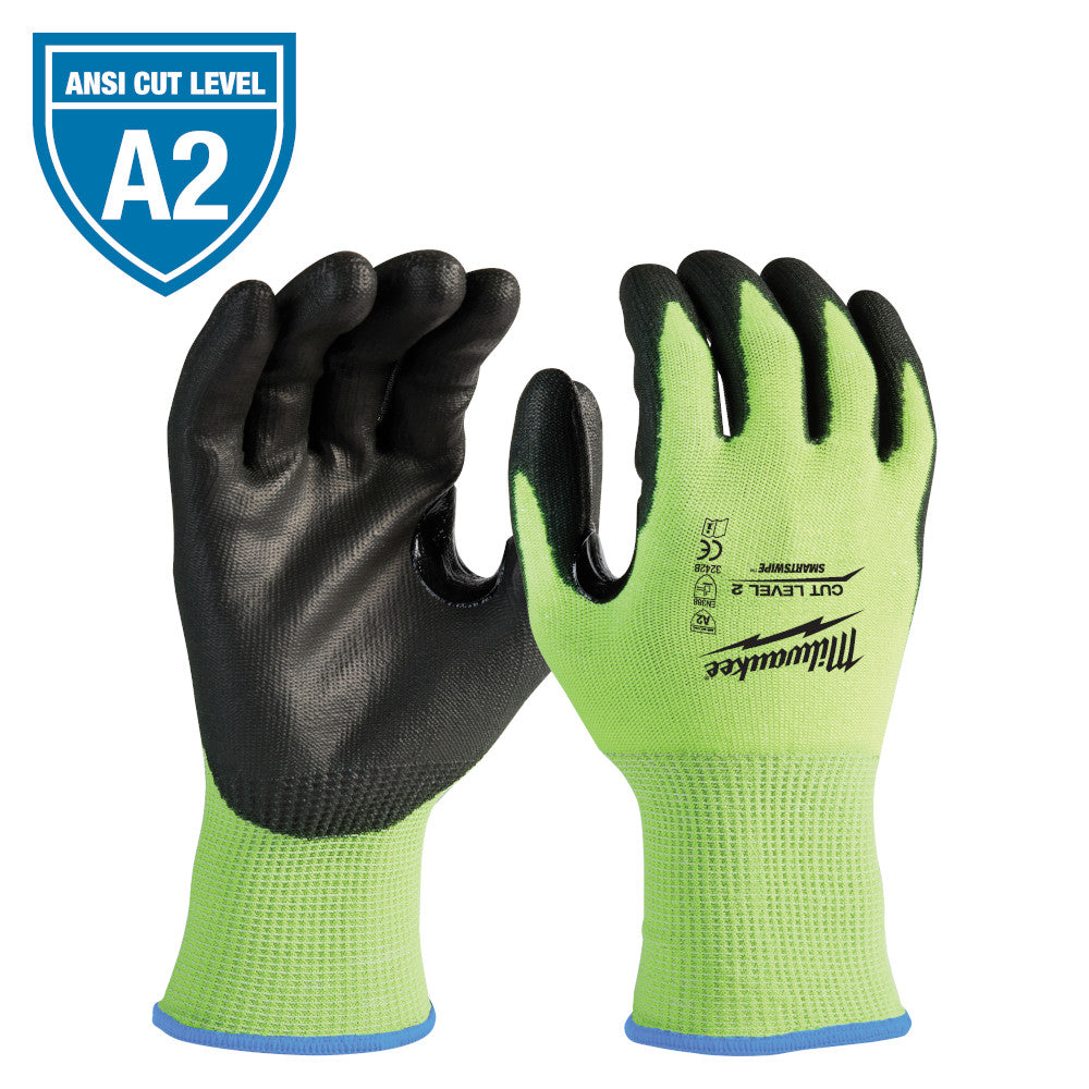 Milwaukee 48-73-8921 Cut Level 2 High Visibility Polyurethane Dipped Gloves - Medium