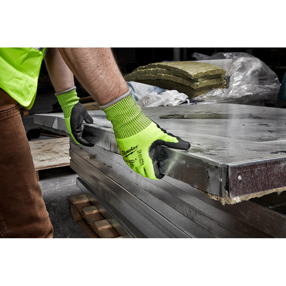Milwaukee 48-73-8944 Cut Level 4 High Visibility Polyurethane Dipped Gloves - XX Large