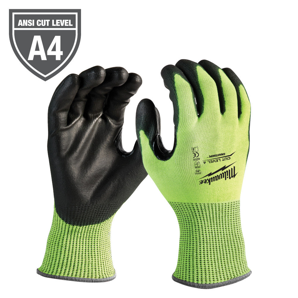 Milwaukee 48-73-8941 Cut Level 4 High Visibility Polyurethane Dipped Gloves - Medium