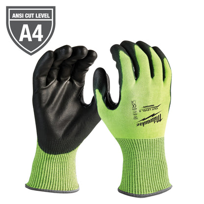 Milwaukee 48-73-8942 Cut Level 4 High Visibility Polyurethane Dipped Gloves - Large