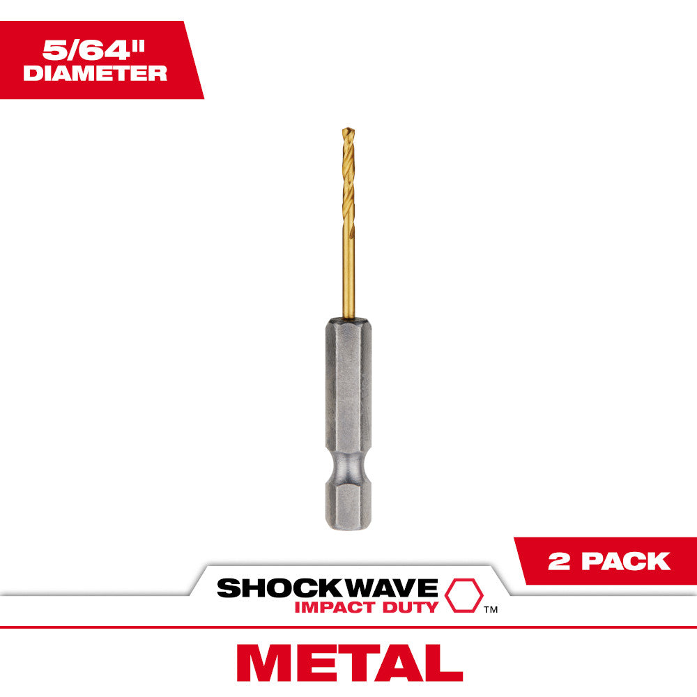 Milwaukee 48-89-4602 SHOCKWAVE 5/64in Titanium Drill Bits with RED HELIX - 2 Pack