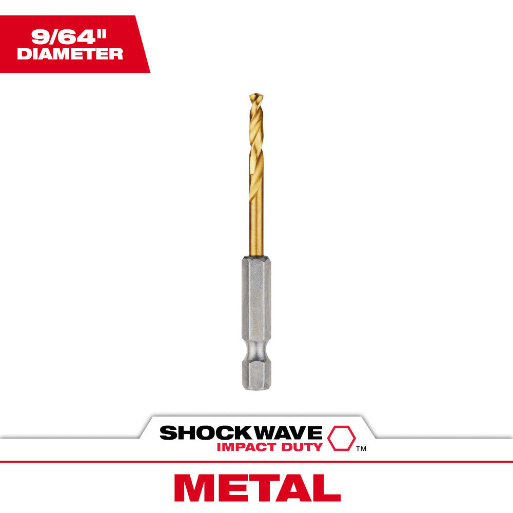 Milwaukee 48-89-4606 SHOCKWAVE 9/64in Titanium Drill Bits with RED HELIX - 2 Pack
