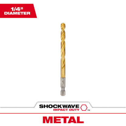 Milwaukee 48-89-4613 SHOCKWAVE 1/4in Titanium Drill Bit with RED HELIX