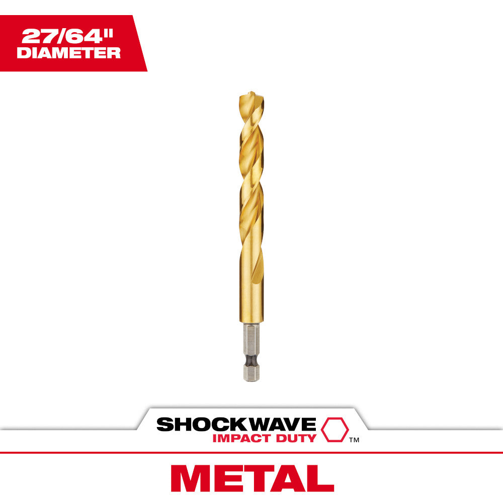 Milwaukee 48-89-4624 SHOCKWAVE 27/64in Titanium Drill Bit with RED HELIX