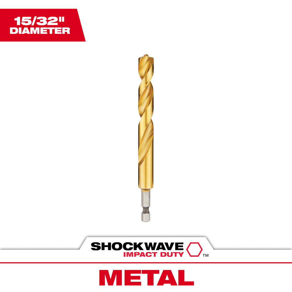 Milwaukee 48-89-4627 SHOCKWAVE 15/32in Titanium Drill Bit with RED HELIX