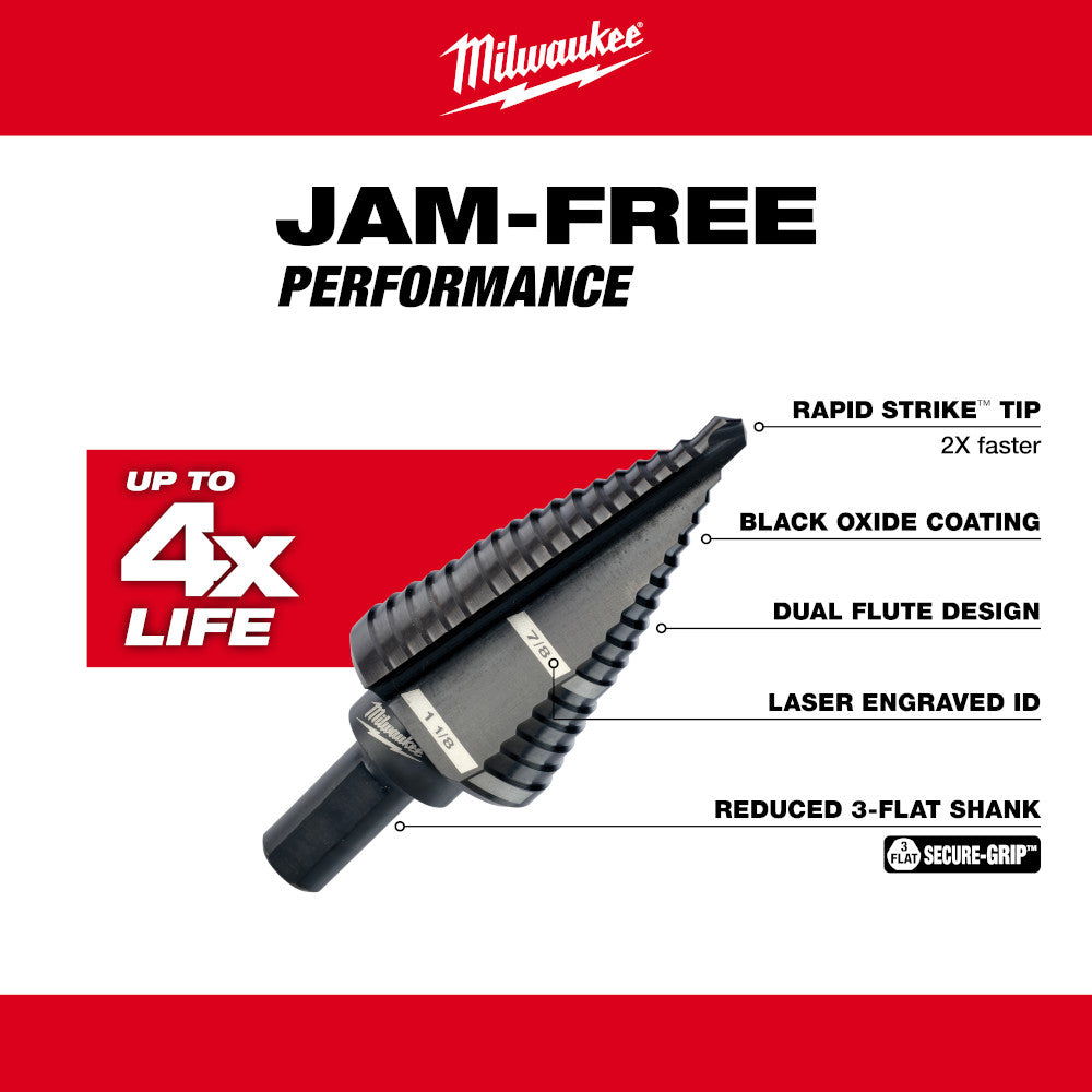 Milwaukee 48-89-9221 3pc Step Drill Bit Set