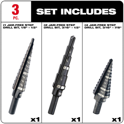 Milwaukee 48-89-9221 3pc Step Drill Bit Set