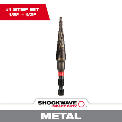 Milwaukee 48-89-9241 SHOCKWAVE Impact Duty #1 1/8in - 1/2in Step Drill Bit - 13 Steps