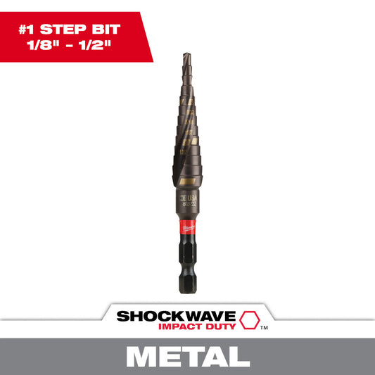 Milwaukee 48-89-9241 SHOCKWAVE Impact Duty #1 1/8in - 1/2in Step Drill Bit - 13 Steps