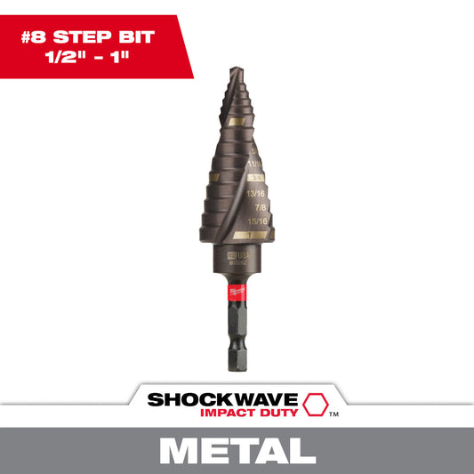 Milwaukee 48-89-9248 SHOCKWAVE Impact Duty #8 1/2in - 1in Step Drill Bit - 9 Steps