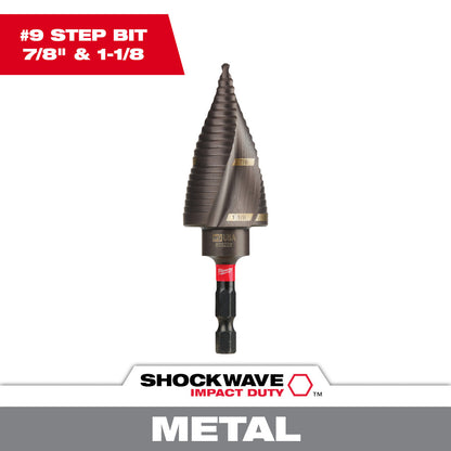 Milwaukee 48-89-9249 SHOCKWAVE Impact Duty #9 7/8in - 1-1/8in Step Drill Bit - 2 Steps