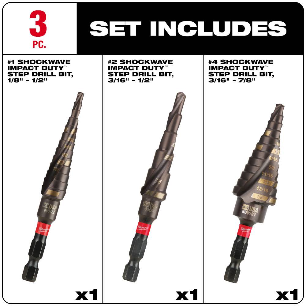 Milwaukee 48-89-9254 3pc SHOCKWAVE Impact Duty Set
