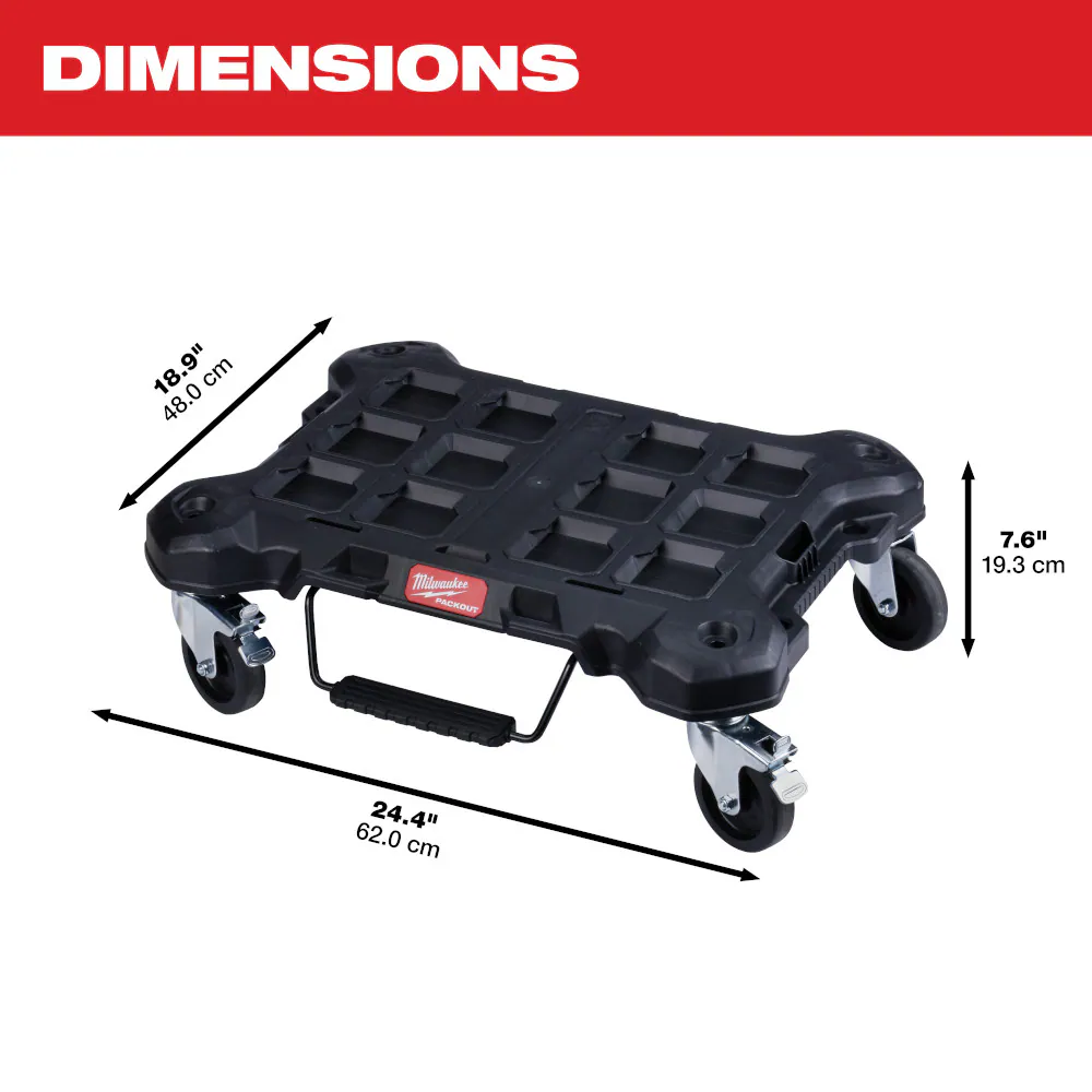 Milwaukee 48-22-8410 PACKOUT Dolly 24-inch x 18-inch Black Multi-Purpose Utility Cart