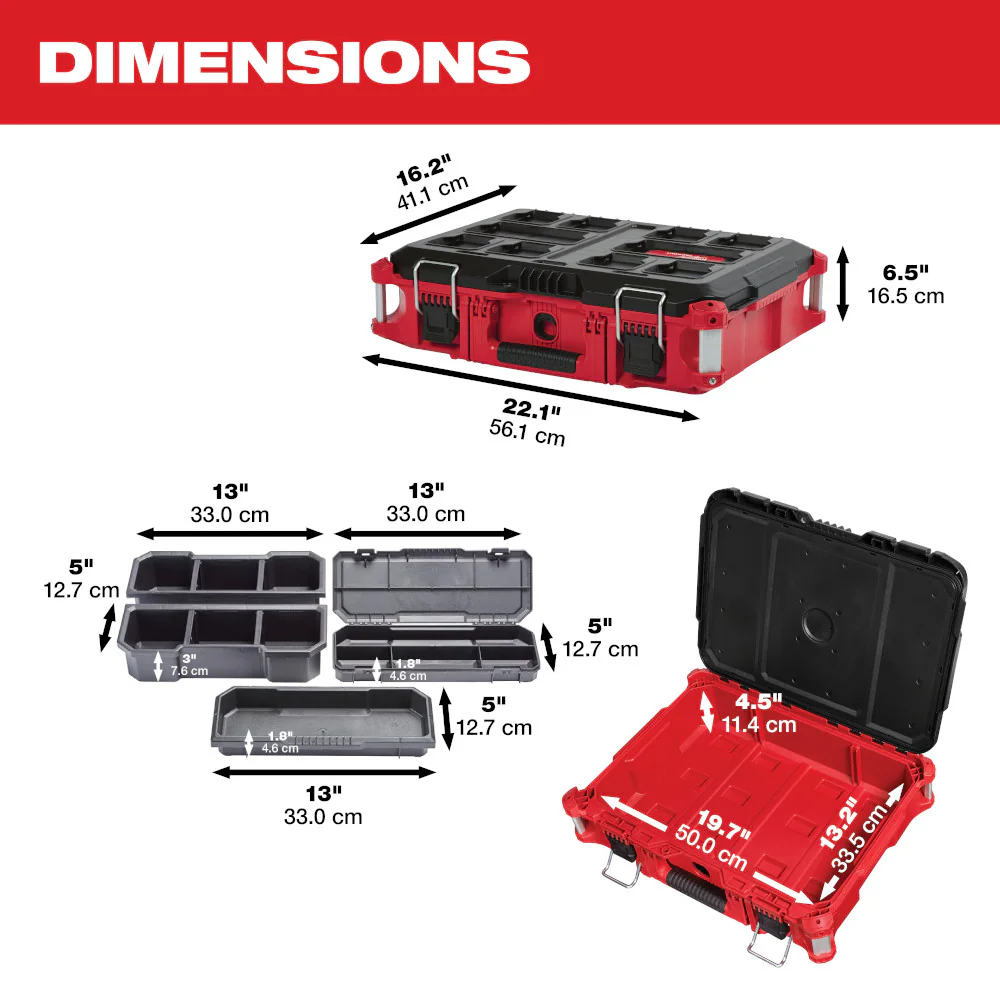 Milwaukee 48-22-8424 PACKOUT 22-inch Medium Tool Box Fits Modular Storage System