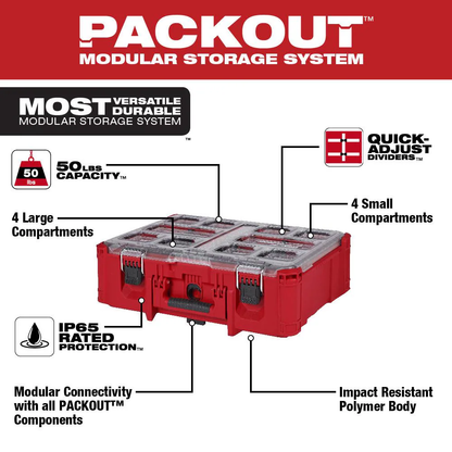 Milwaukee 48-22-8432 PACKOUT 7-inch Deep Organizer with 6 Compartments and Quick Adjust Dividers