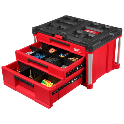 Milwaukee 48-22-8447 PACKOUT 22-inch Modular 3-Drawer Multi Drawer Tool Box with Metal Reinforced Corners