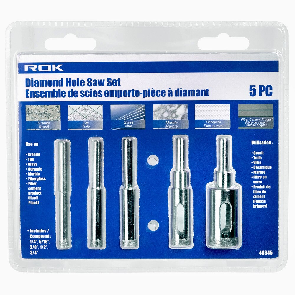 5 Pcs Diamond Hole Saw Set | Tile & Glass Core Bits