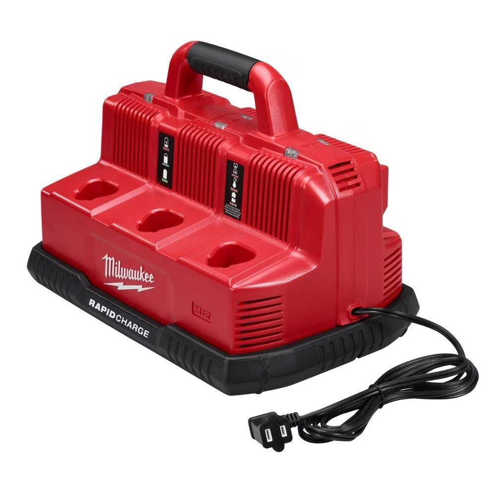 Milwaukee 48-59-1807 12V/18V M12/M18 Lithium-Ion Battery Multi-Voltage 6-Port Sequential Rapid Charger