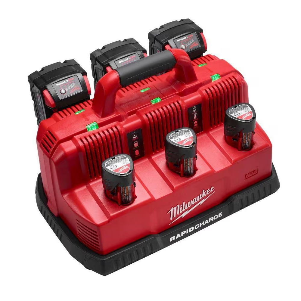 Milwaukee 48-59-1807 12V/18V M12/M18 Lithium-Ion Battery Multi-Voltage 6-Port Sequential Rapid Charger