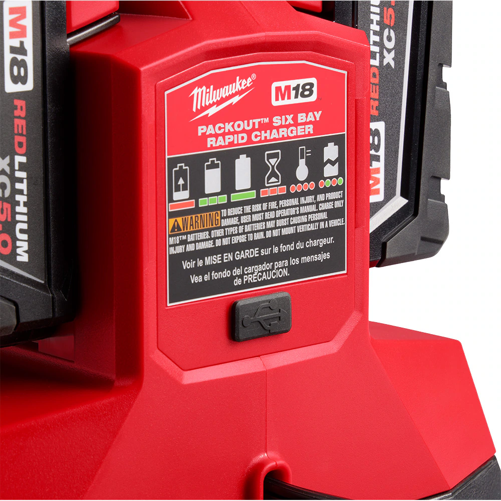 Milwaukee 48-59-1809 18V M18 Lithium-Ion Battery PACKOUT 6-Port Rapid Charger