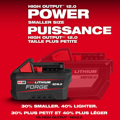 Milwaukee 48-59-1861 18V M18 Lithium-Ion Extended Capacity (XC) 6.0 Ah REDLITHIUM FORGE Battery with Dual Bay Super Charger