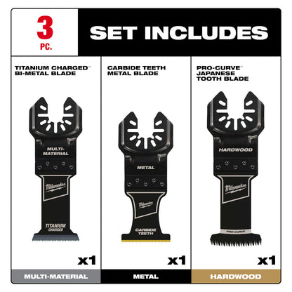 Milwaukee 49-10-9001 OPEN-LOK 3pc Universal Fit All-Purpose Multi-Tool Oscillating Blade Set