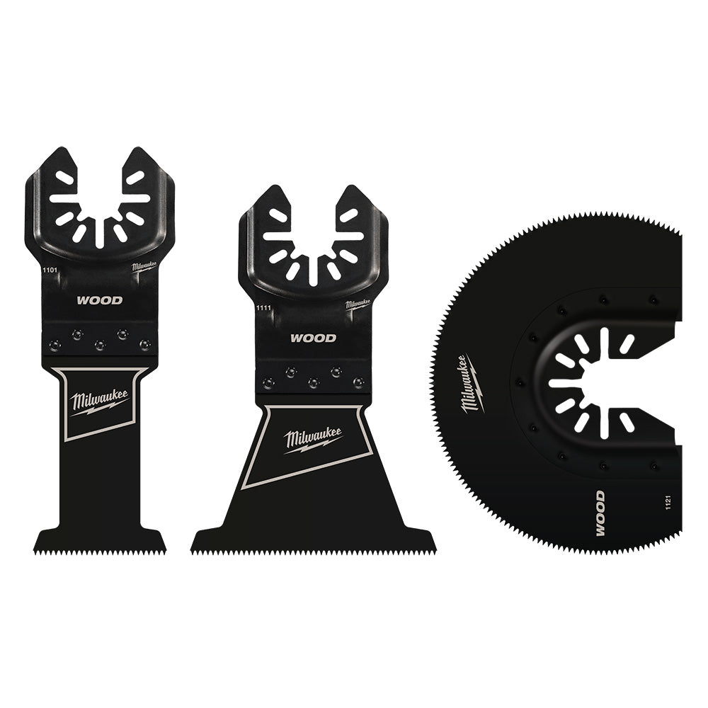 Milwaukee 49-10-9004 OPEN-LOK 3pc Universal Fit High Carbon Steel Wood Cutting Multi-Tool Oscillating Blade Set