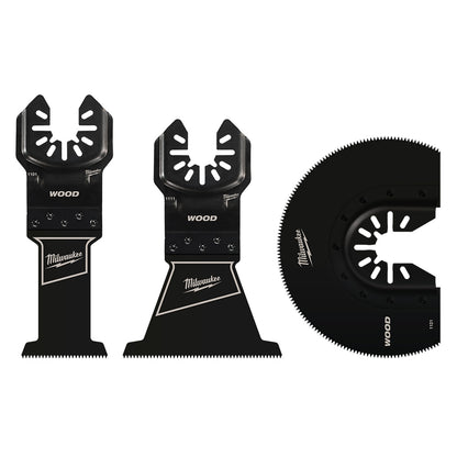 Milwaukee 49-10-9004 OPEN-LOK 3pc Universal Fit High Carbon Steel Wood Cutting Multi-Tool Oscillating Blade Set