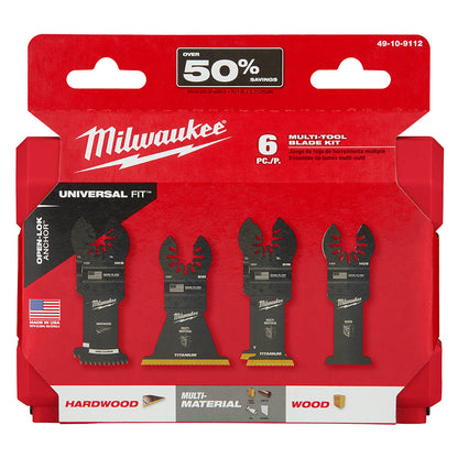 Milwaukee 49-10-9112 OPEN-LOK 6pc Universal Fit Multi-Tool Oscillating Blade Set