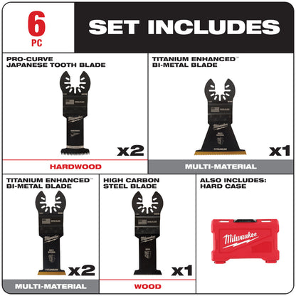 Milwaukee 49-10-9112 OPEN-LOK 6pc Universal Fit Multi-Tool Oscillating Blade Set