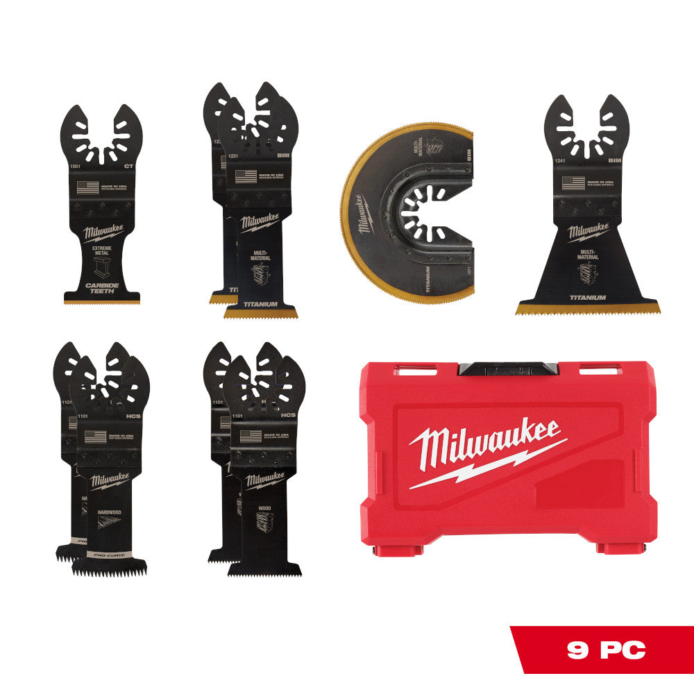 Milwaukee 49-10-9113 OPEN-LOK 9pc Universal Fit Multi-Tool Oscillating Blade Set