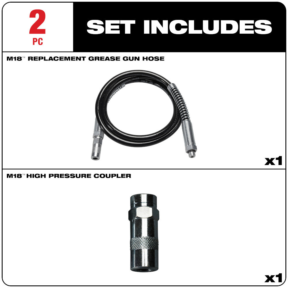 Milwaukee 49-16-2647 48in Grease Gun Replacement Hose with HP Coupler