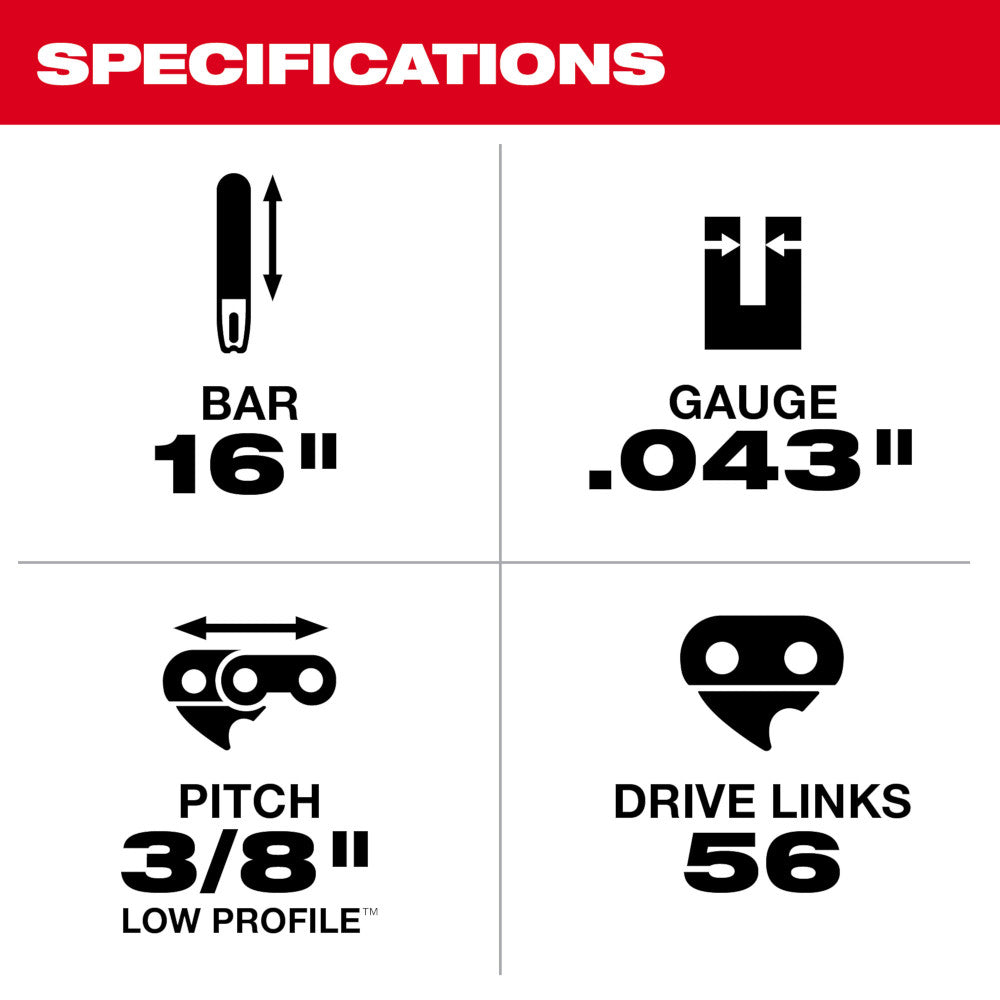 Milwaukee 48-09-3001 16in Chainsaw Guide Bar