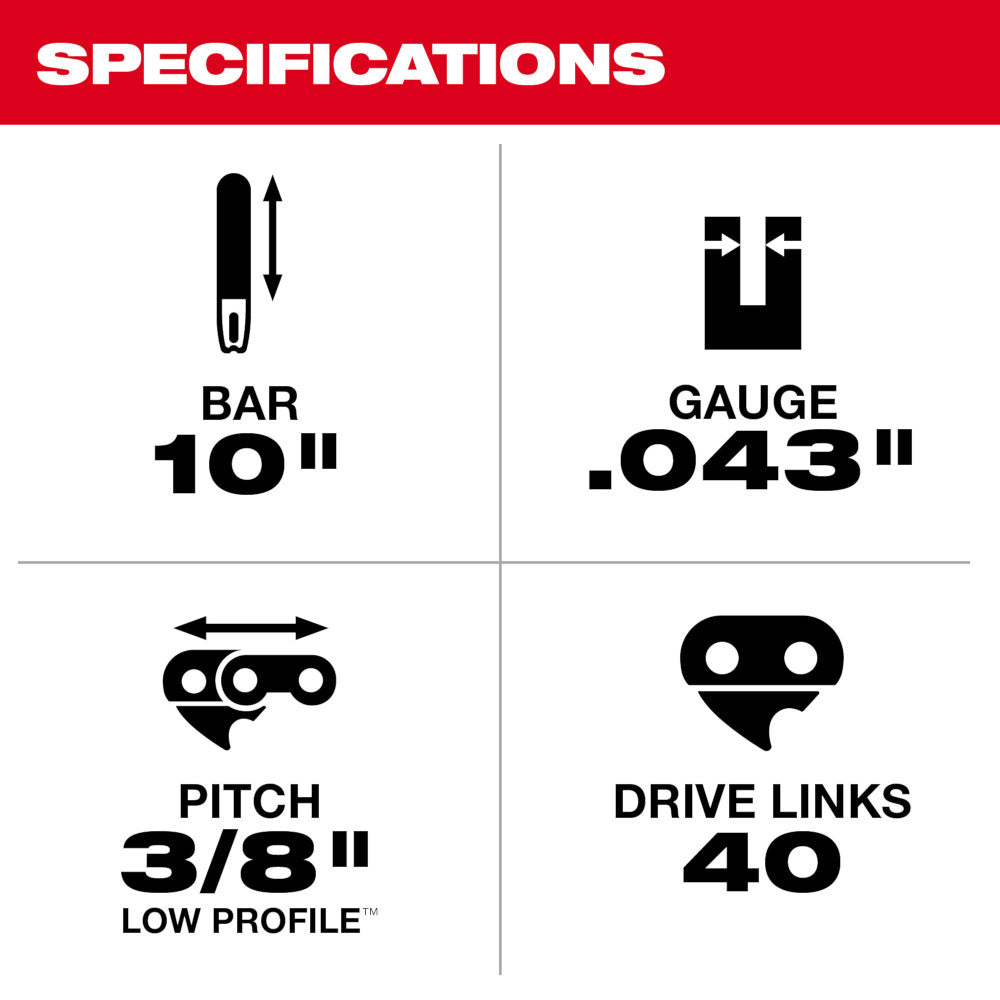 Milwaukee 49-16-2723 M18 FUEL 10in Pole Saw Replacement Chain