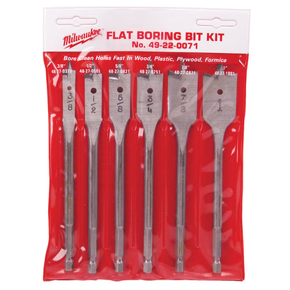 Milwaukee 49-22-0071 6pc 6in Flat Boring Bit Set