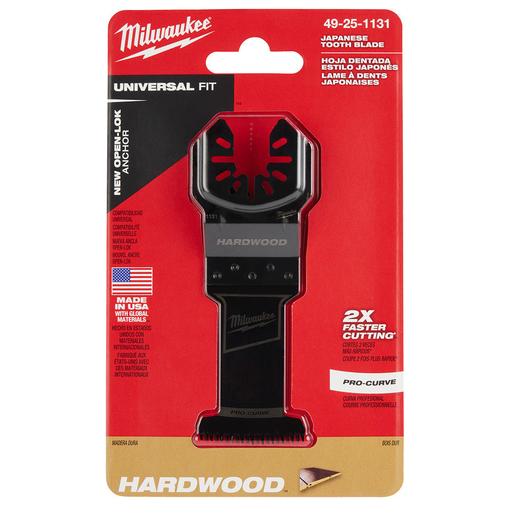 Milwaukee 49-25-1131 OPEN-LOK 1-3/8in Universal Fit HCS Japanese Teeth Hardwood Cutting Multi-Tool Oscillating Blade