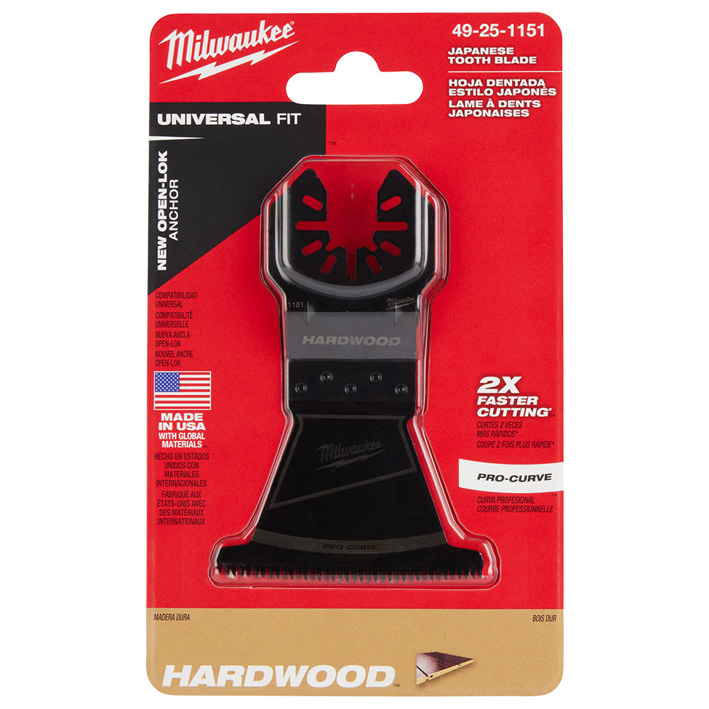 Milwaukee 49-25-1151 OPEN-LOK 2-1/2in Universal Fit HCS Japanese Teeth Hardwood Cutting Multi-Tool Oscillating Blade